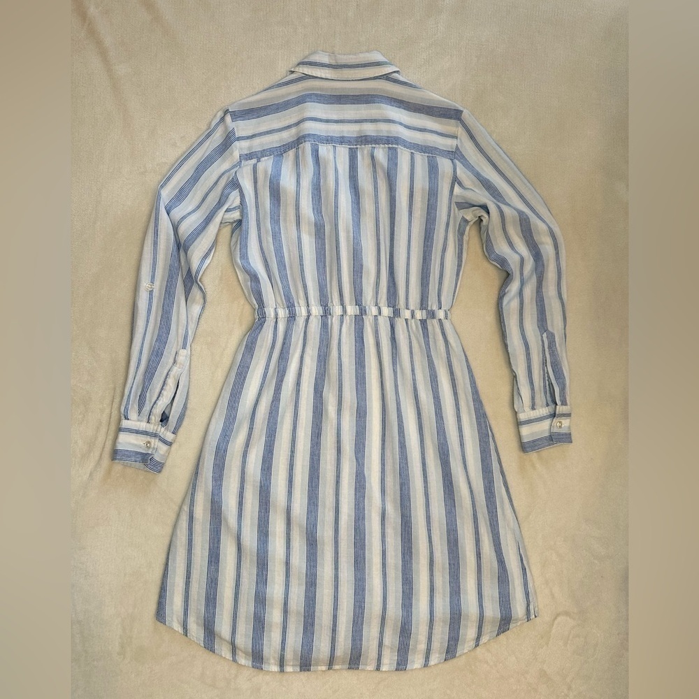 Style&Co linen long sleeve striped dress v-neck XS​​ - Picture 3 of 13